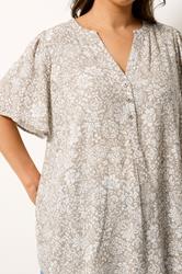 YOURS Plus Size Natural Brown Floral Notch Neck Top | yours Clothing 4