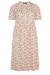 YOURS Curve White Orange Throw on Smock Dress