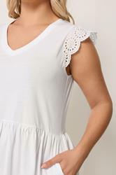 YOURS Plus Size White Broderie Anglaise Peplum Dress | Yours Clothing 4
