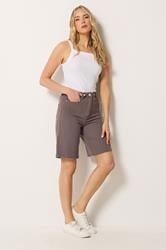 LTS Tall Women's Chocolate Brown Denim Bermuda Shorts | Long Tall Sally 1