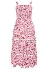 YOURS roze gerimpelde jurk met bloemenprint en knoopsluiting