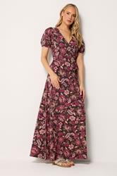 LTS Tall Women's Chocolate Brown Floral Wrap Maxi Dress | Long Tall Sally 3