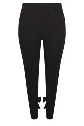 YOURS LONDON Plus Size Black Bow Hem Tapered Trousers | Yours Clothing