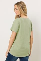 M&Co Sage Green Short Sleeve Cotton Henley Top | M&Co 2