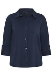 PixieGirl Petite Navy Blue Button Cotton Shirt