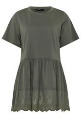 YOURS Curve Green Tiered Peplum Top
