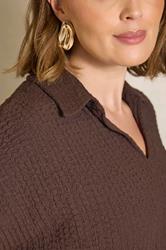 EVANS Plus Size Chocolate Brown Crinkle Short Sleeve Top | Evans 4