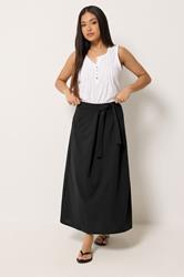 M&Co Petite Black Tie Waist Midi Skirt | M&Co 3