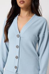 PixieGirl Petite Women's Light Blue Ribbed Soft Touch Cardigan | PixieGirl 4
