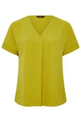 EVANS Curve Green Pleat Front Blouse
