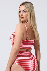 LIMITED COLLECTION Plus Size Red Stripe Bikini Top | Yours Clothing 4