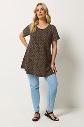 Yours Plus Size Black Leopard Print Swing T-Shirt | Yours Clothing 1