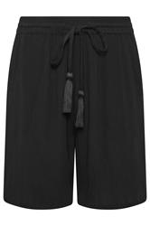M&Co Black Crinkle Tie Waist Shorts