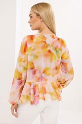 STAR Orange Abstract Frill Hem Blouse | StarByJM 2
