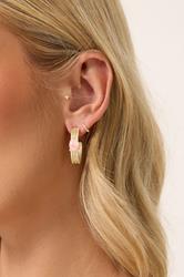 Gold Tone Gem Detailed Hoop Earring | Yours Clothing 3