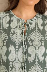 EVANS Plus Size Green Abstract Print Tie Neck Maxi Dress | Evans 5