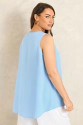 EVANS Plus Size Light Blue Pleat Swing Vest Top | Evans 2