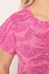 YOURS Plus Size Pink Palm Tree Trim Detail T-Shirt | Yours Clothing 4