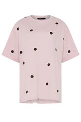 YOURS Curve Pink Spot Oversized T-Shirt