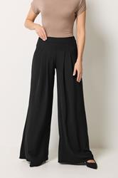 LTS Tall Women's Black Pleated Palazzo Wide Leg Trousers | Long Tall Sally 1