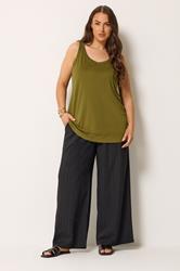 YOURSET Plus Size 2 Pack Red & Olive Green Core Vest Tops | Yours Clothing 4