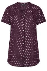 YOURS Curve Purple Notch Neck Dobby Blouse