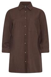 LTS Tall Chocolate Brown Linen Long Sleeve Shirt