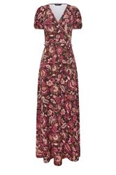 LTS Tall Chocolate Brown & Berry Red Floral Wrap Maxi Dress