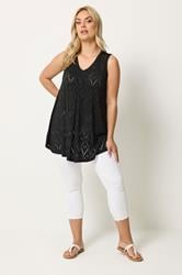 YOURSET 2 PACK Plus Size Black & Green Pointelle Vest Top | Yours Clothing 4
