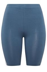 YOURS ACTIVE Plus Size Blue Side Contrast Stripe Shorts | Yours Clothing 5