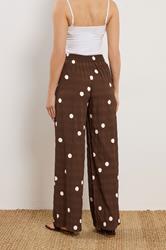 LTS Tall Women's Chocolate Brown Polka Dot Wide Leg Trousers | Long Tall Sally 2