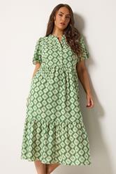 YOURS Plus Size Green Abstract Half Placket Dress | Yours Clothing 3