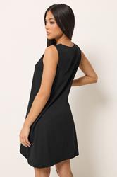 M&Co Petite Black Embroidered Neck Cotton Midi Dress | M&Co 4