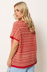 YOURS Plus Size Red Stripe Boxy Knitted Top | Yours Clothing 2