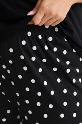 YOURS Plus Size Black Polka Dot Wide Leg Pyjama Bottoms | Yours Clothing 4