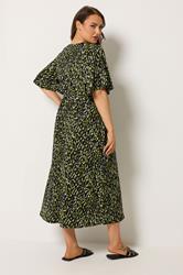 YOURS Plus Size Black Abstract Wrap Front Dress | Yours Clothing 2