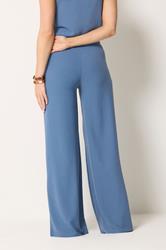 LTS Tall Women's Denim Blue Linen Look Wide Leg Trousers | Long Tall Sally 4