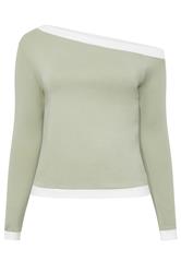 LIMITED COLLECTION Top contrasté vert sauge à épaules dénudées