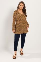 YOURS Plus Size Orange Floral Tunic Top | Yours Clothing 1
