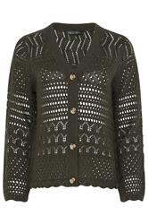 M&Co Chocolate Brown V-Neck Crochet Cardigan | M&Co 5