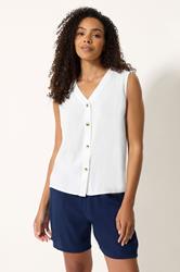 M&Co White Button Front Vest Top | M&Co 3