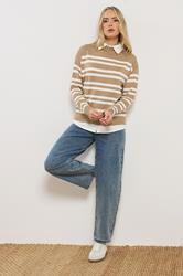 LTS Tall Women's Natural Brown Stripe 2-In-1 Jumper | Long Tall Sally  1