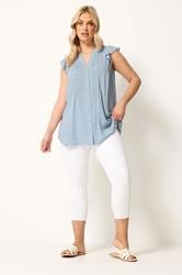 YOURS Plus Size Blue Sleeveless Pintuck Top | Yours Clothing 1