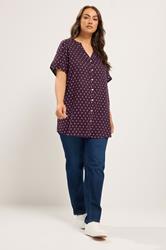YOURS Curve Purple Notch Neck Dobby Blouse | Yours Clothing 1