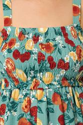 YOURS Plus Size Green Fruit Print Peplum Vest Top | Yours Clothing 4