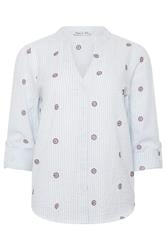 M&Co Blue & White Stripe Embroidered Cotton Shirt | M&Co 5