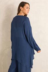 EVANS Plus Size Navy Blue Longline Cover-Up Cardigan | Evans 2