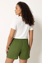 M&Co Khaki Green Crinkle Shorts | M&Co 2