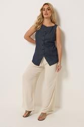 YOURS Plus Size Indigo Blue Denim Waistcoat | Yours Clothing 1