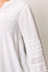 YOURS Plus Size White Notch Neck Crochet Blouse | Yours Clothing 4